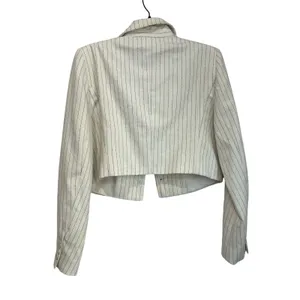 Rachel Zoe Striped Cropped Blazer Size 6‎ Ivory Pinstripe NWT Preppy Chic thumbnail 3