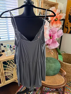 Victoria's Secret Adore Me Mariska Slate Gray Femme Lace Sleep Romper thumbnail 2
