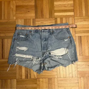 Levi's Blue Distressed Jean Shorts 29 thumbnail 3