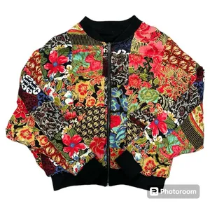 Urban Outfitters Silence + Noise Eve Patch Retro Oversized Bomber Jacket Size M thumbnail 2