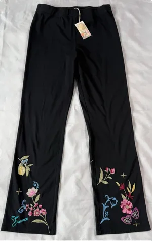 NWT‎ Johnny Was M Embroidered Paris France Leggings Art To Wear Boho Fairycore thumbnail 1