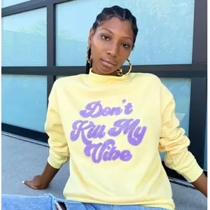Boutique Don't Kill My Vibe Yellow‎ Pullover Sweatshirt M thumbnail 1
