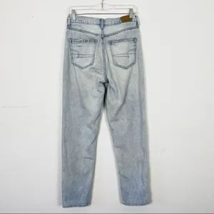 American Eagle Light Wash Denim High Rise Distressed Mom Jeans thumbnail 4