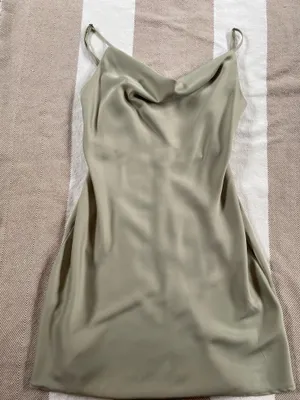 Urban Outfitters Silk Dress Cowl Neck green thumbnail 1
