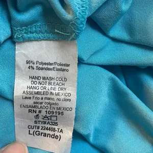 Love J Blue Silky Batwing Stretchy Crop Top Large 70s Aqua Loud Colorful thumbnail 3
