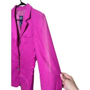 GAP Women's Hot Pink Wool‎ Blend Blazer Classic Button Career Jacket Size M thumbnail 4