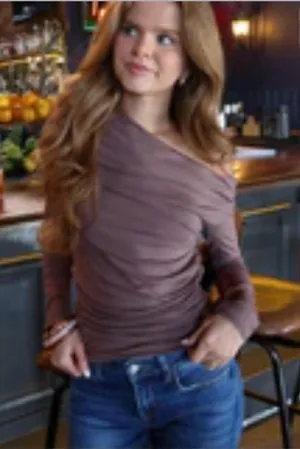 Vestique Brown Off the Shoulder Top thumbnail 1