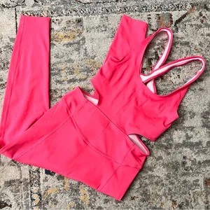 FREE PEOPLE MOVEMENT Back It Up Onesie Hot‎ Pink NWOT Size S Open Back Athletic thumbnail 3