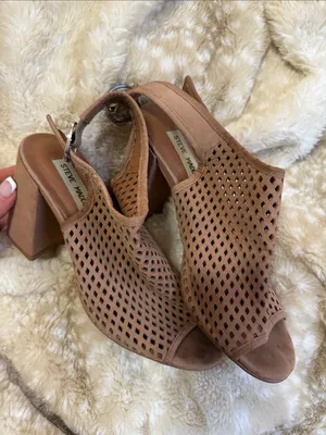 Steve Madden Blush Tan Perforated Block Heel Slingback Sandals thumbnail 3