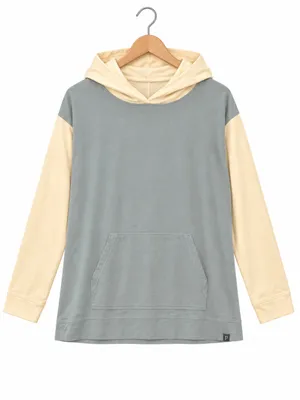 Pendleton Colorblock Hoodie granola girl Gray Cream Lightweight Pullover Sweat thumbnail 1