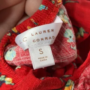 LC Lauren Conrad red sundress with lemon‎ pattern size small thumbnail 5