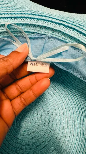 Natasha oversized wide brim off blue straw hat thumbnail 8