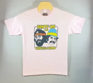621 | NWT Cheech & Chong Retro Party On Graphic Pink Cotton T-Shirt Women Medium thumbnail 1