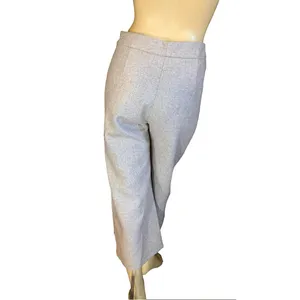 Haute Couture Beige Herringbone Pattern Wide Leg Gaucho Pants (S) thumbnail 4