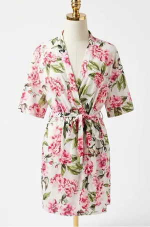 Show Me Your Mumu Brie Floral Wrap Robe Kimono Bridal Getting Ready Lounge OS thumbnail 1