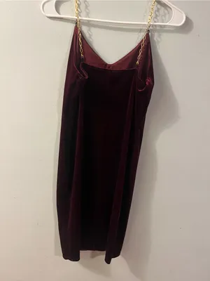 love J Burgundy Midi Slip Dress with Gold Chain Straps thumbnail 5