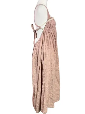 Free People Bohemian Beachy Seersucker Poppy Midi Dress Sundress Blush Large thumbnail 10