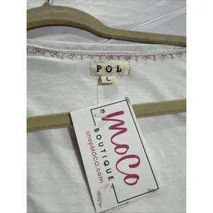 Pol Cardigan Ivory Pink Embroidered Open Oversized Boho Flowy Artsy W Size L thumbnail 3