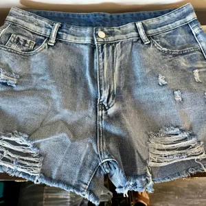 Blue Distressed Jean Shorts Size XL thumbnail 1