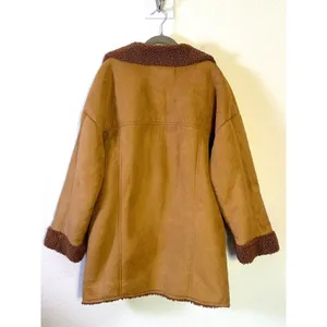 Free People Western Bohemian Retro 70s Faux Sherpa Suede Diogo Coat Size XL thumbnail 9