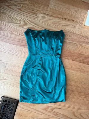 NWT Superdown Revolve Teal Satin Corset Mini Dress XS Homecoming Semi Formal thumbnail 4
