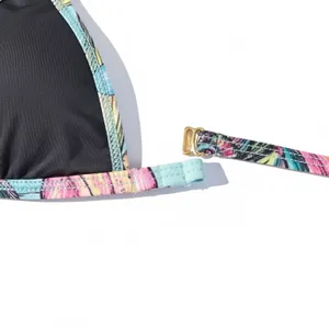 Perfect Vacation Blue Floral Triangle Bikini Top XS NWT thumbnail 3