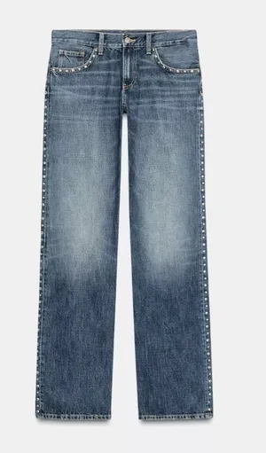 Zara Studded Low Rise Jeans thumbnail 1