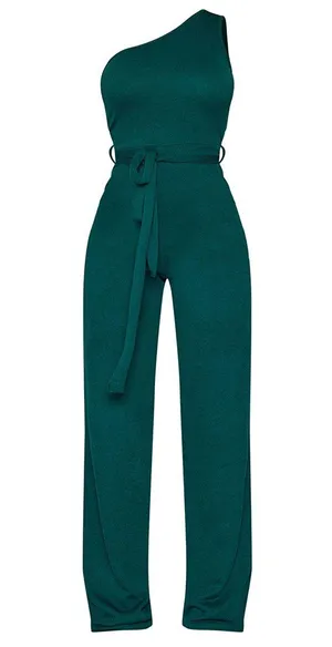 Pretty Little Thing Emerald Green Jumpsuit thumbnail 1