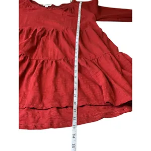 Umgee Rust Red Tiered‎ Babydoll Dress Waffle Knit Long Sleeve M5176 Mens M thumbnail 10