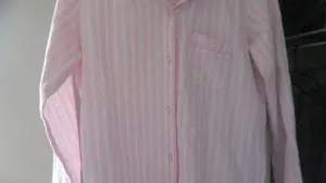 Victoria's Secret vertical stripe sleep shirt top in pink and white size XS. thumbnail 3