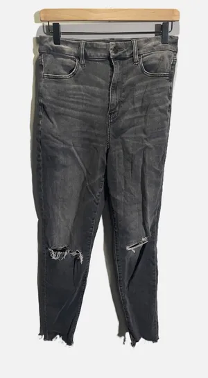 American Eagle‎ Curvy Highest Rise Jegging Women 10 Black Distressed Next Level thumbnail 1