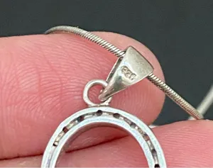 Vintage Signed 925 Italy Sterling Silver Open Heart CZ Pendant Necklace 6.4g thumbnail 9