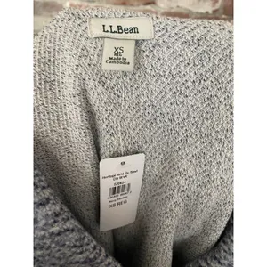 NWT L.L. Bean Women's Shawl Collar Marled Knit Pullover Sweater XS Blue White thumbnail 5