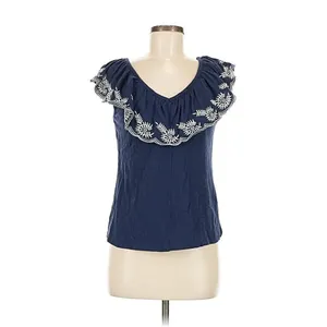 Anthropologie Moulinette Soeurs Embroidered Nautical Navy Sz Medium Top thumbnail 3