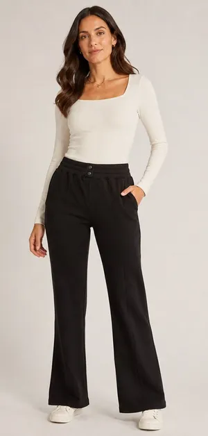 New SPANX AirEssentials Brushed Flare-Leg Pants, Black Size Medium thumbnail 1