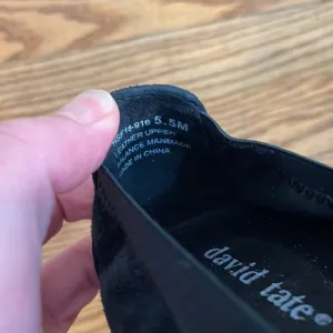 NWOB David Tate Nicole Cap Toe‎ Flat Black Suede Patient Leather size 5.5M thumbnail 7