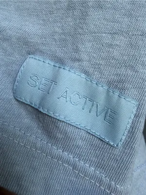 SET Active Crewneck Short Sleeve Baby Blue Baby Tee Medium 100% Cotton Crop Top thumbnail 3