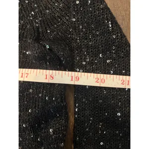 Gianni Bini Sequin Layered Top Small Black Sparkly Glam Party Blouse thumbnail 4