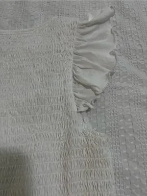 Old Navy White Smocked Square Neck Ruffle Sleeve Top Sz L Feminine thumbnail 6