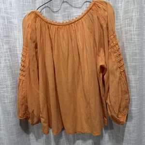 Anthropologie Peasant Blouse Crochet Trim Long Sleeve Boho Mango Top M thumbnail 6
