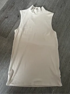 No Boundaries Mock Neck Tank Top Women S Cream Excellent Sleeveless Stretch thumbnail 1