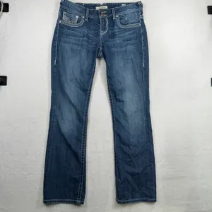 Vigoss 11 / 31 Jeans Bootcut Embellished Rhinestone Flap Pocket Medium Wash Blue thumbnail 2