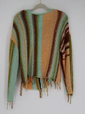 Free People Women’s Baja Cardigan Brandy Brook Combo Striped Knit Button Up XS thumbnail 9