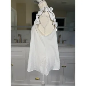 Ruffle Strap Tank Top Womens Large White Sleeveless Square Neck Flowy Blouse thumbnail 10