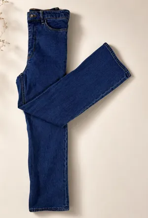 H&M Women’s High Rise Straight Leg Jeans Size‎ 6 Blue Stretch Cropped Denim thumbnail 1