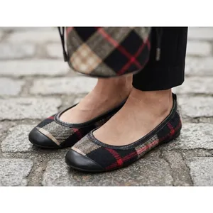 Burberry Classic Plaid Wool/Leather Travel Ballet Flats with Matching Pouch Bag thumbnail 2