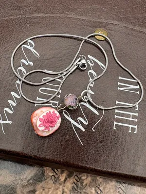 Y2K Handmade Pink Cameo Shell Necklace Cottagecore Romantic Pendant thumbnail 4
