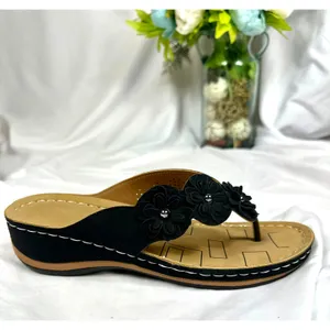 Lightweight Low Wedge Thong Sandals Black 10 thumbnail 10