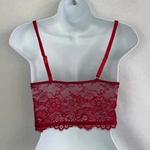 Lot of 3 Lace‎ Corset Bralette Blue Red White Floral Sheer Bustier Small Boho thumbnail 8