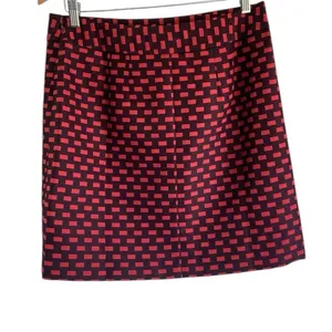 LOFT Red & Black Geometric Print A-Line Mini Skirt Size 6 Career Office Chic thumbnail 5